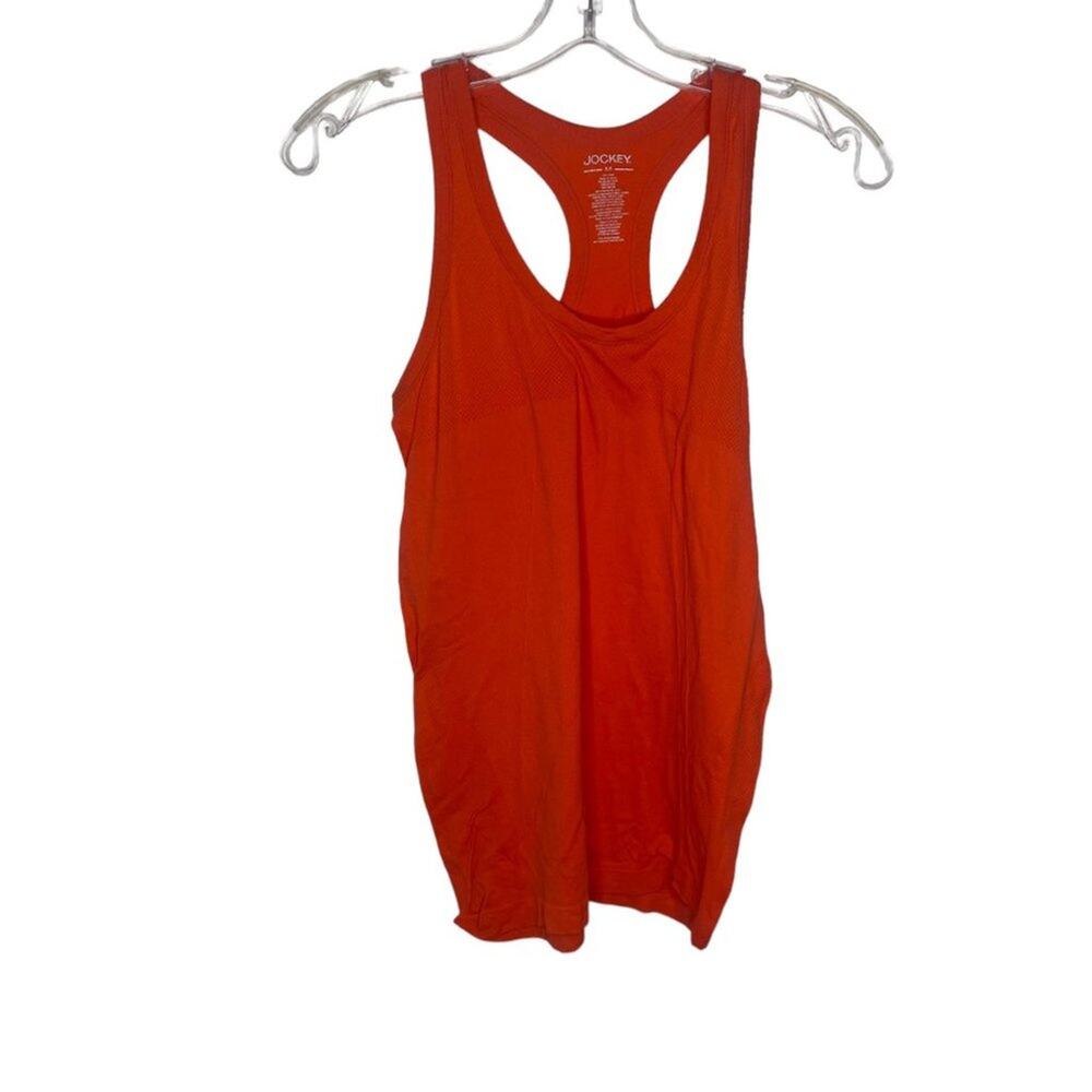 Jockey Womens Top Size M Activewear Sleeveless Orange Fitted Pullover Tank